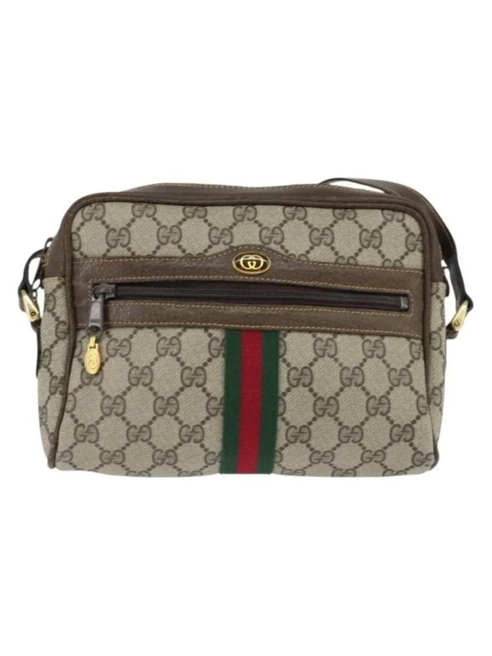 Authentic GUCCI GG Supreme Web Sherry Line Shoulder Bag PVC Beige Gold 010 378 - Picture 4 of 16
